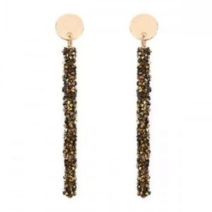 Riah Fashion Gold Rhinestone Sparkle Coated Wire Drop Earrings - NWT